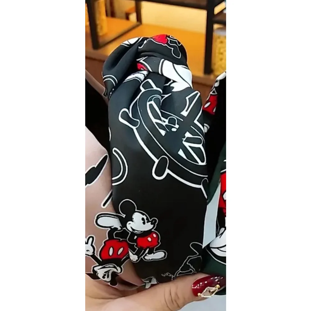 Disney Mickey Mouse Steamboat Willie Inspired Black Wide Top Knot Headband
